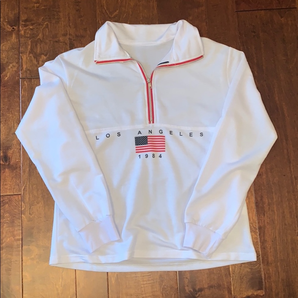 White Los Angeles quarter zip